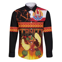 Tahitian Siva Afi Family Matching Off Shoulder Short Dress and Hawaiian Shirt Tribal Performers of Tahitian Fire Knife Dancing LT03 Dad's Shirt - Long Sleeve Black - Polynesian Pride