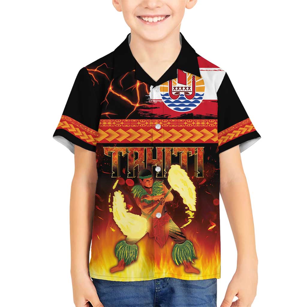 Tahitian Siva Afi Family Matching Puletasi and Hawaiian Shirt Tribal Performers of Tahitian Fire Knife Dancing LT03 Son's Shirt Black - Polynesian Pride