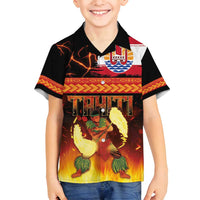 Tahitian Siva Afi Family Matching Puletasi and Hawaiian Shirt Tribal Performers of Tahitian Fire Knife Dancing LT03 Son's Shirt Black - Polynesian Pride