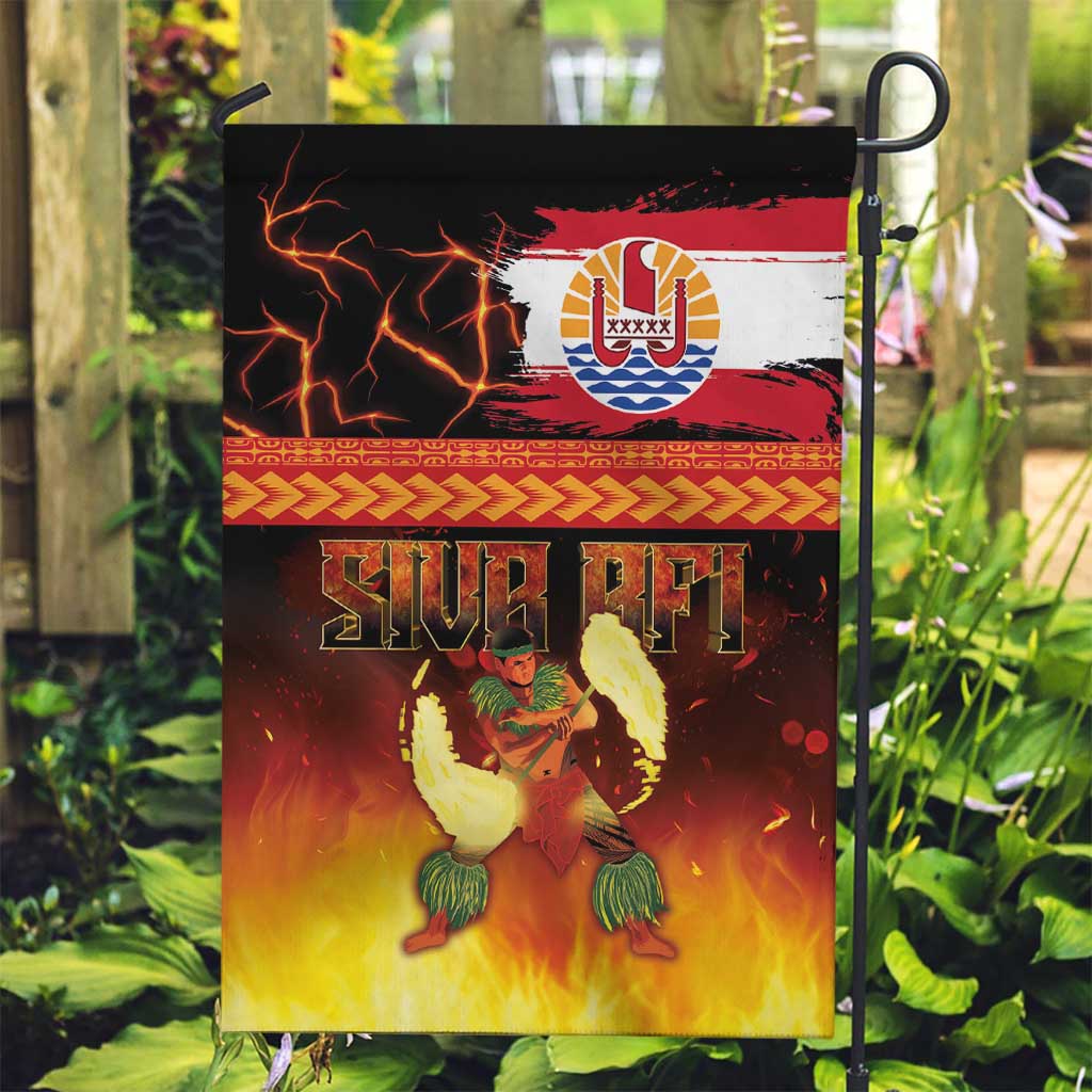 Tahitian Siva Afi Garden Flag Tribal Performers of Tahitian Fire Knife Dancing LT03 Garden Flag Black - Polynesian Pride
