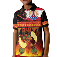 Tahitian Siva Afi Kid Polo Shirt Tribal Performers of Tahitian Fire Knife Dancing LT03 Kid Black - Polynesian Pride