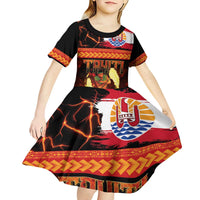 Tahitian Siva Afi Kid Short Sleeve Dress Tribal Performers of Tahitian Fire Knife Dancing LT03 - Polynesian Pride
