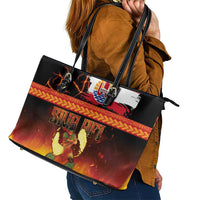 Tahitian Siva Afi Leather Tote Bag Tribal Performers of Tahitian Fire Knife Dancing LT03 - Polynesian Pride