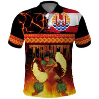 Tahitian Siva Afi Polo Shirt Tribal Performers of Tahitian Fire Knife Dancing LT03 Black - Polynesian Pride