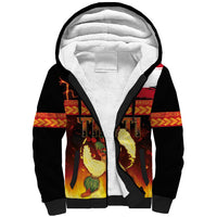 Tahitian Siva Afi Sherpa Hoodie Tribal Performers of Tahitian Fire Knife Dancing LT03 Unisex Black - Polynesian Pride