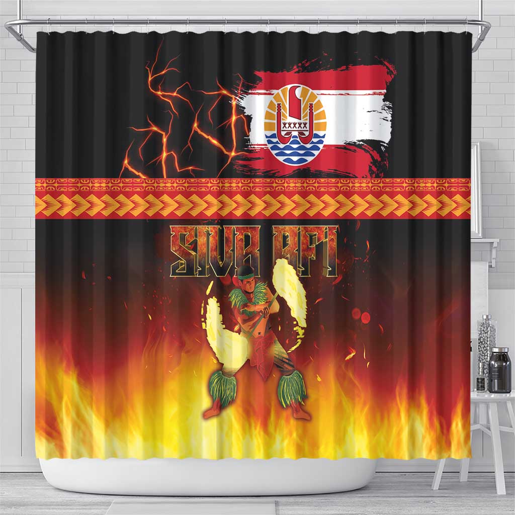 Tahitian Siva Afi Shower Curtain Tribal Performers of Tahitian Fire Knife Dancing LT03 - Polynesian Pride