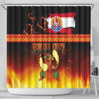 Tahitian Siva Afi Shower Curtain Tribal Performers of Tahitian Fire Knife Dancing LT03 - Polynesian Pride