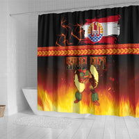Tahitian Siva Afi Shower Curtain Tribal Performers of Tahitian Fire Knife Dancing LT03 - Polynesian Pride