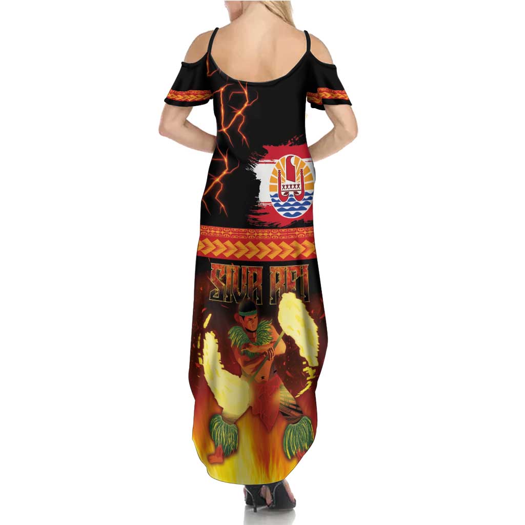 Tahitian Siva Afi Summer Maxi Dress Tribal Performers of Tahitian Fire Knife Dancing LT03 - Polynesian Pride