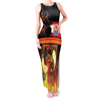 Tahitian Siva Afi Tank Maxi Dress Tribal Performers of Tahitian Fire Knife Dancing LT03 Women Black - Polynesian Pride