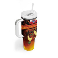 Tahitian Siva Afi Tumbler With Handle Tribal Performers of Tahitian Fire Knife Dancing LT03 - Polynesian Pride