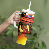 Tahitian Siva Afi Tumbler With Handle Tribal Performers of Tahitian Fire Knife Dancing LT03 - Polynesian Pride