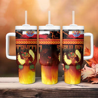 Tahitian Siva Afi Tumbler With Handle Tribal Performers of Tahitian Fire Knife Dancing LT03 - Polynesian Pride