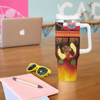 Tahitian Siva Afi Tumbler With Handle Tribal Performers of Tahitian Fire Knife Dancing LT03 - Polynesian Pride