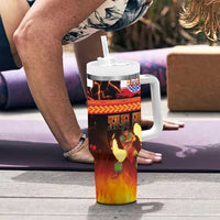 Tahitian Siva Afi Tumbler With Handle Tribal Performers of Tahitian Fire Knife Dancing LT03 - Polynesian Pride