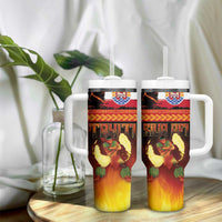 Tahitian Siva Afi Tumbler With Handle Tribal Performers of Tahitian Fire Knife Dancing LT03 - Polynesian Pride