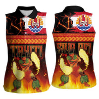 Tahitian Siva Afi Women Sleeveless Polo Shirt Tribal Performers of Tahitian Fire Knife Dancing LT03 - Polynesian Pride