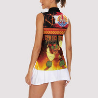 Tahitian Siva Afi Women Sleeveless Polo Shirt Tribal Performers of Tahitian Fire Knife Dancing LT03 - Polynesian Pride