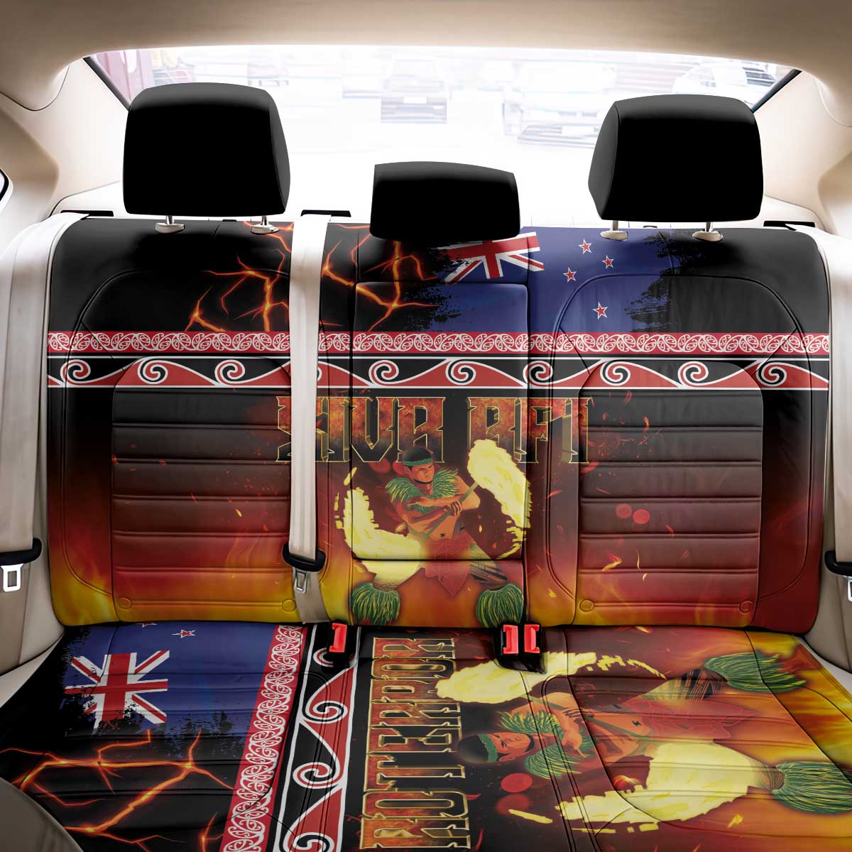 Aotearoa Siva Afi Back Car Seat Cover Tribal Performers of Aotearoa Fire Knife Dancing