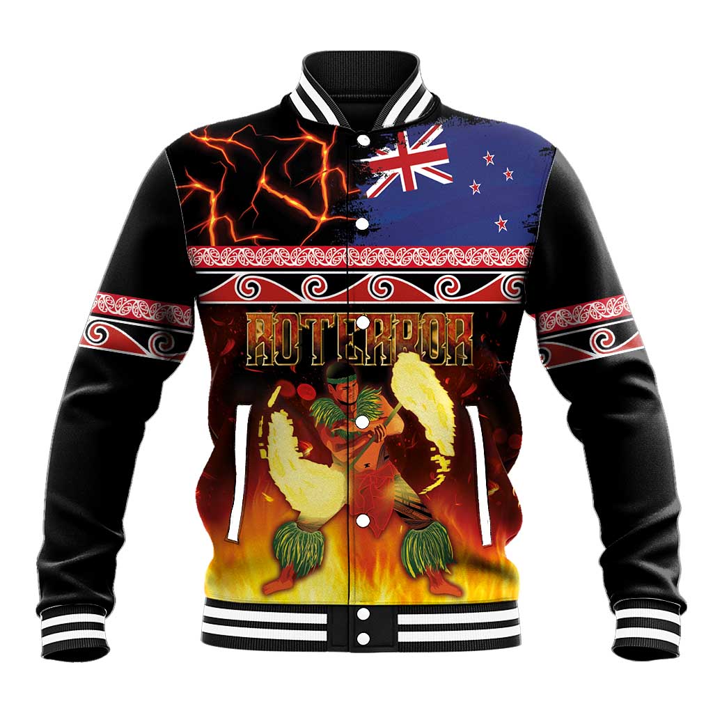 Aotearoa Siva Afi Baseball Jacket Tribal Performers of Aotearoa Fire Knife Dancing LT03 Unisex Black - Polynesian Pride
