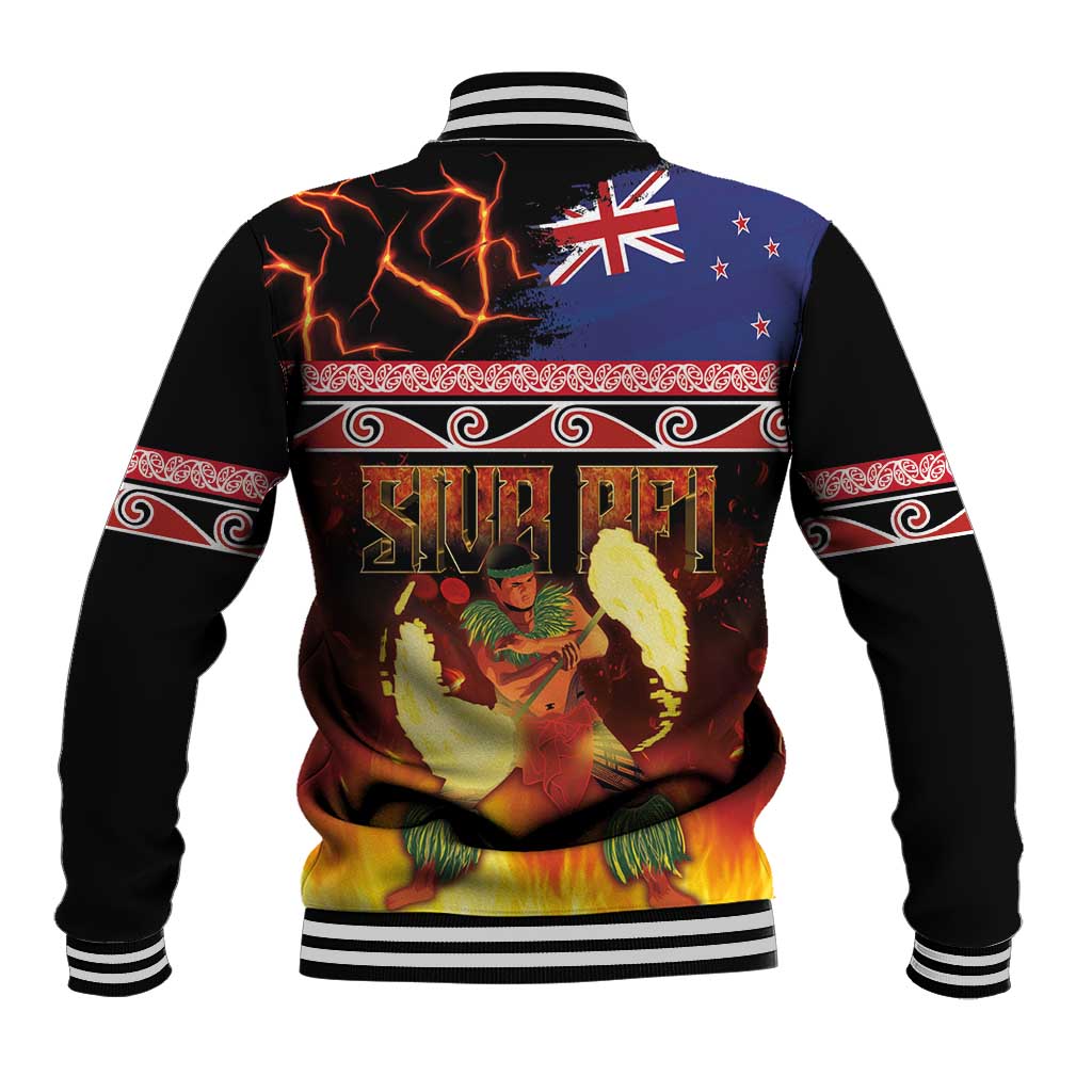 Aotearoa Siva Afi Baseball Jacket Tribal Performers of Aotearoa Fire Knife Dancing