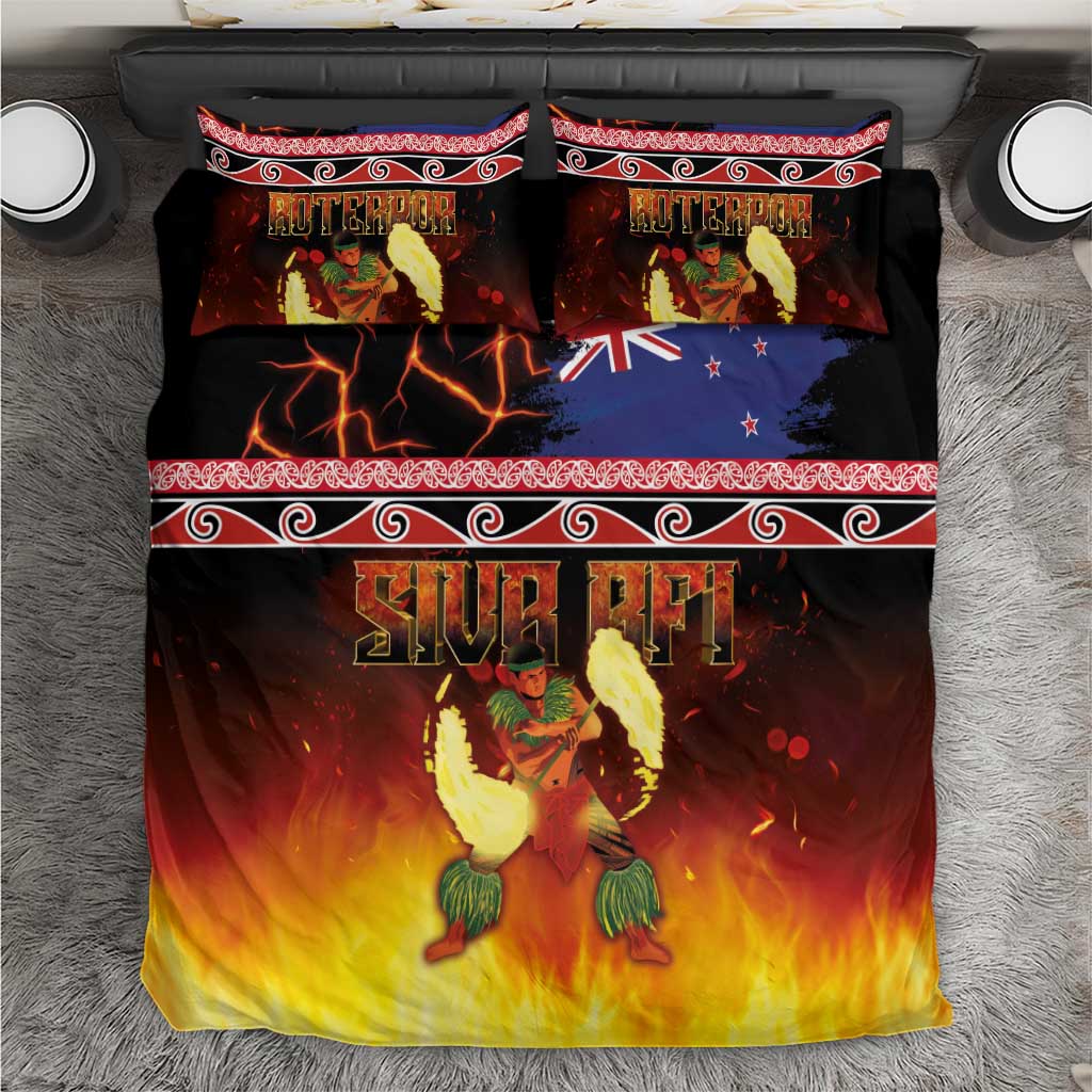 Aotearoa Siva Afi Bedding Set Tribal Performers of Aotearoa Fire Knife Dancing LT03 Black - Polynesian Pride