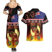 Aotearoa Siva Afi Couples Matching Summer Maxi Dress and Hawaiian Shirt Tribal Performers of Aotearoa Fire Knife Dancing LT03 - Polynesian Pride