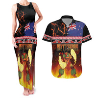 Aotearoa Siva Afi Couples Matching Tank Maxi Dress and Hawaiian Shirt Tribal Performers of Aotearoa Fire Knife Dancing LT03 Black - Polynesian Pride