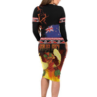 Aotearoa Siva Afi Family Matching Long Sleeve Bodycon Dress and Hawaiian Shirt Tribal Performers of Aotearoa Fire Knife Dancing LT03 - Polynesian Pride