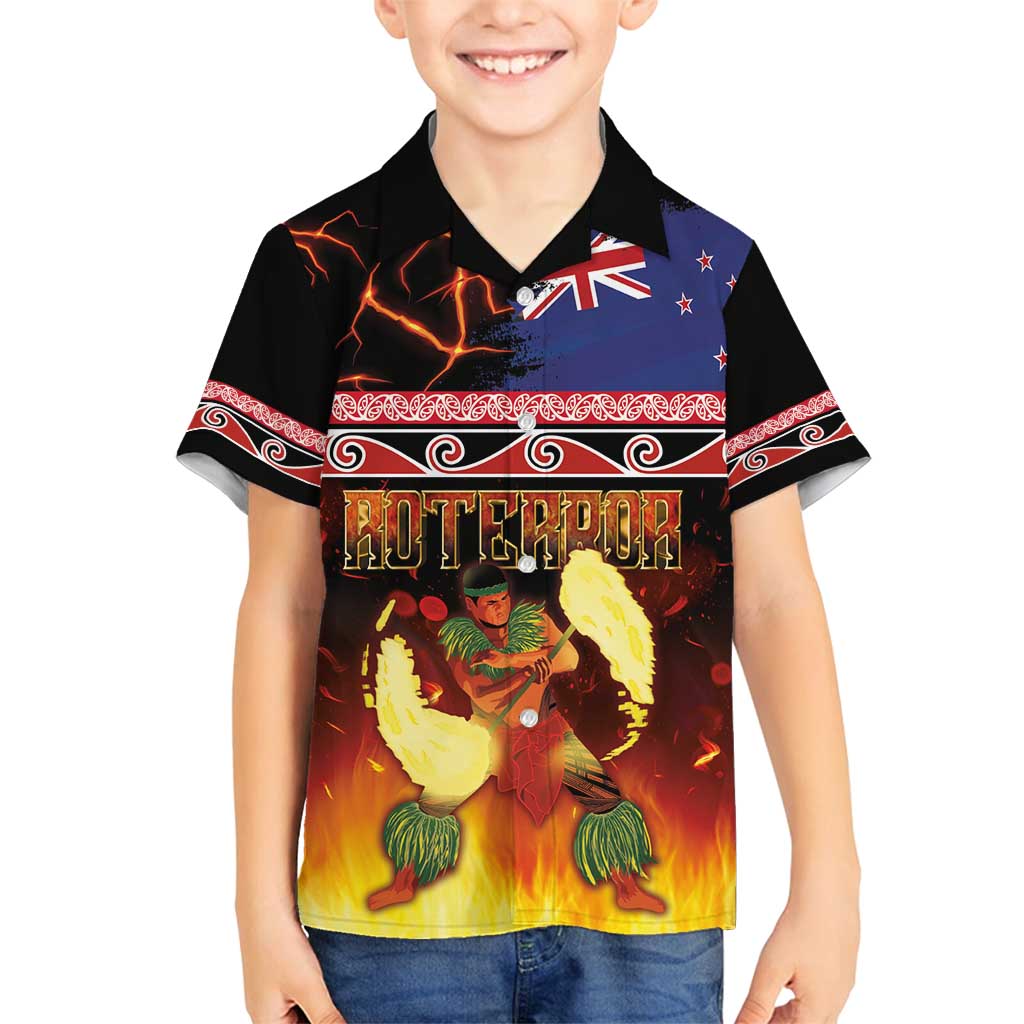 Aotearoa Siva Afi Family Matching Long Sleeve Bodycon Dress and Hawaiian Shirt Tribal Performers of Aotearoa Fire Knife Dancing LT03 Son's Shirt Black - Polynesian Pride