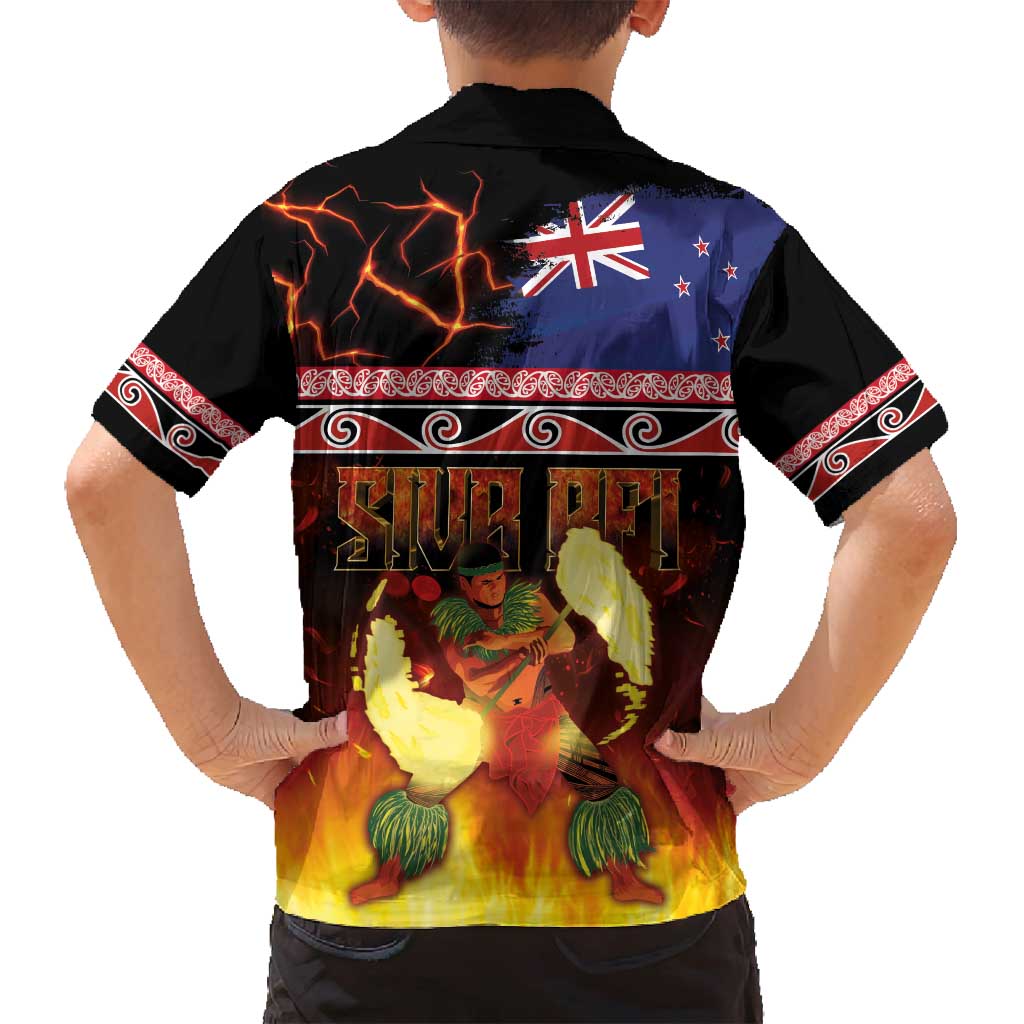 Aotearoa Siva Afi Family Matching Off Shoulder Maxi Dress and Hawaiian Shirt Tribal Performers of Aotearoa Fire Knife Dancing LT03 - Polynesian Pride