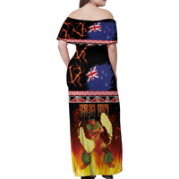 Aotearoa Siva Afi Family Matching Off Shoulder Maxi Dress and Hawaiian Shirt Tribal Performers of Aotearoa Fire Knife Dancing LT03 - Polynesian Pride