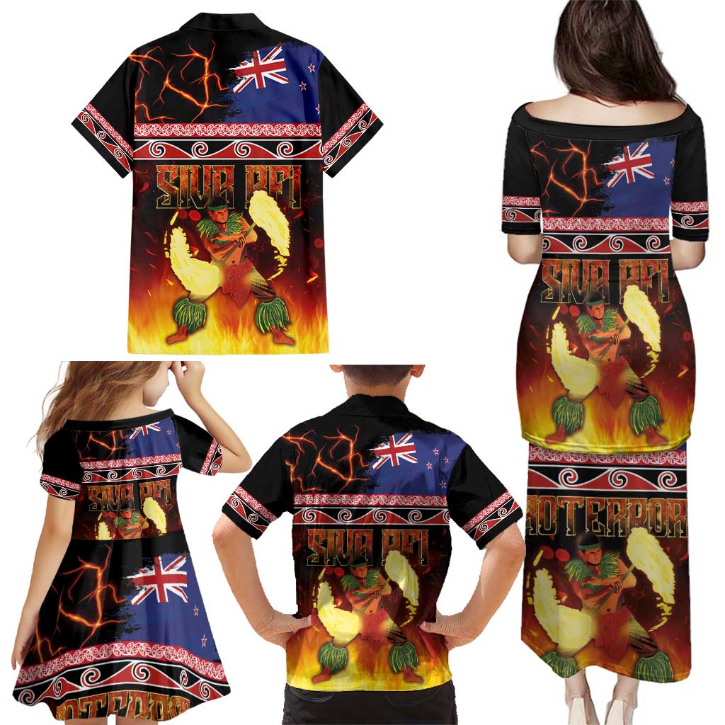 Aotearoa Siva Afi Family Matching Puletasi and Hawaiian Shirt Tribal Performers of Aotearoa Fire Knife Dancing LT03 - Polynesian Pride