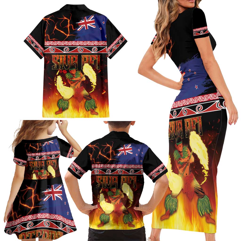 Aotearoa Siva Afi Family Matching Short Sleeve Bodycon Dress and Hawaiian Shirt Tribal Performers of Aotearoa Fire Knife Dancing LT03 - Polynesian Pride