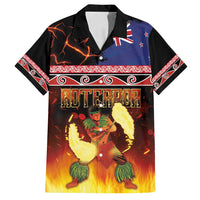 Aotearoa Siva Afi Family Matching Summer Maxi Dress and Hawaiian Shirt Tribal Performers of Aotearoa Fire Knife Dancing LT03 Dad's Shirt - Short Sleeve Black - Polynesian Pride