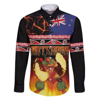 Aotearoa Siva Afi Family Matching Tank Maxi Dress and Hawaiian Shirt Tribal Performers of Aotearoa Fire Knife Dancing LT03 Dad's Shirt - Long Sleeve Black - Polynesian Pride