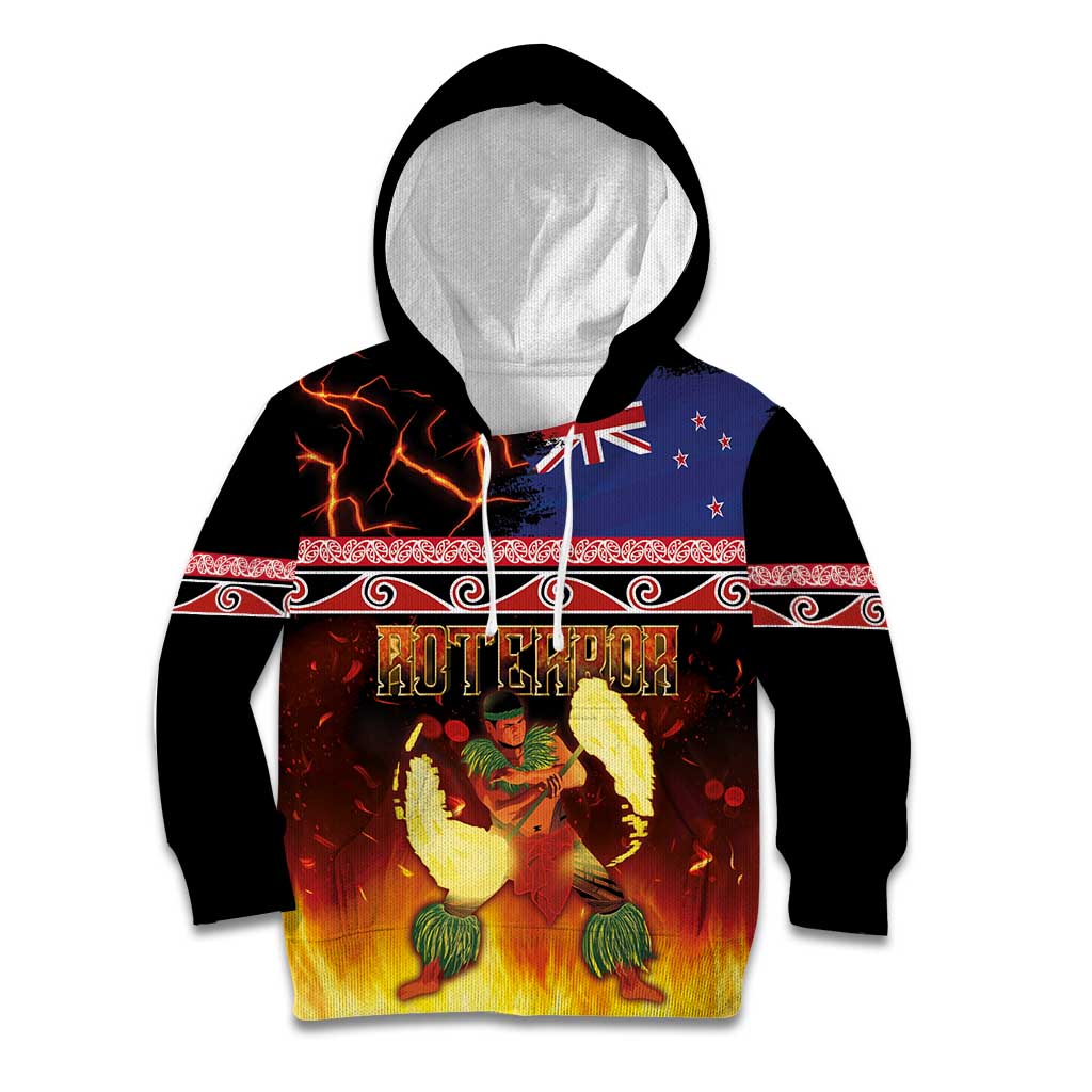 Aotearoa Siva Afi Kid Hoodie Tribal Performers of Aotearoa Fire Knife Dancing LT03 Hoodie Black - Polynesian Pride