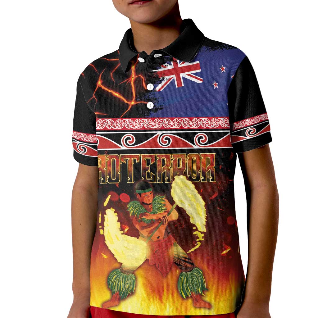 Aotearoa Siva Afi Kid Polo Shirt Tribal Performers of Aotearoa Fire Knife Dancing LT03 Kid Black - Polynesian Pride