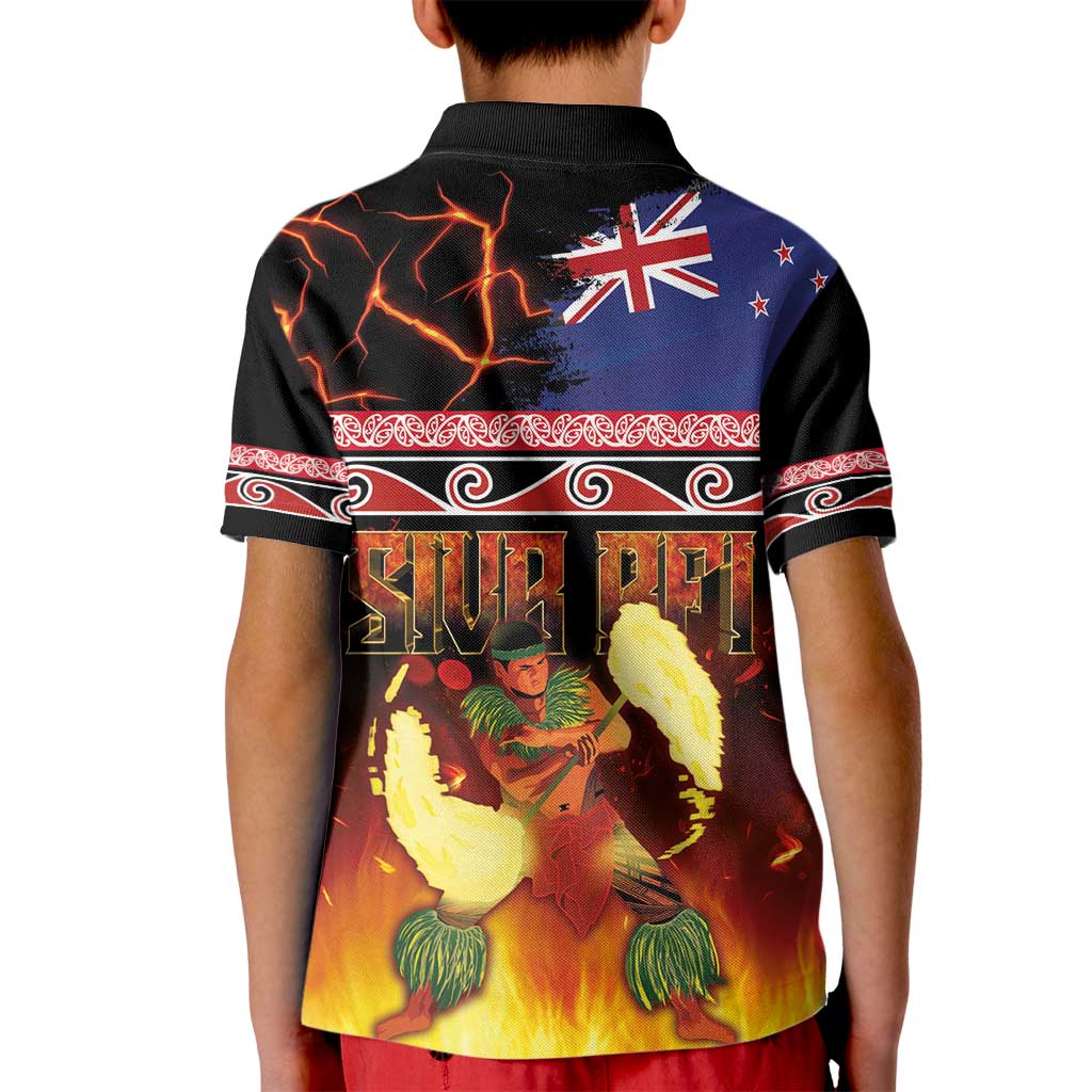 Aotearoa Siva Afi Kid Polo Shirt Tribal Performers of Aotearoa Fire Knife Dancing LT03 - Polynesian Pride