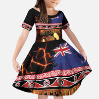 Aotearoa Siva Afi Kid Short Sleeve Dress Tribal Performers of Aotearoa Fire Knife Dancing LT03 KID Black - Polynesian Pride