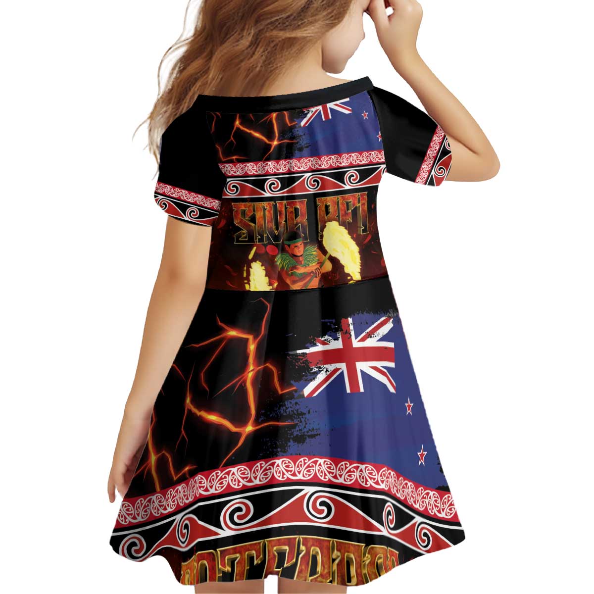 Aotearoa Siva Afi Kid Short Sleeve Dress Tribal Performers of Aotearoa Fire Knife Dancing LT03 - Polynesian Pride