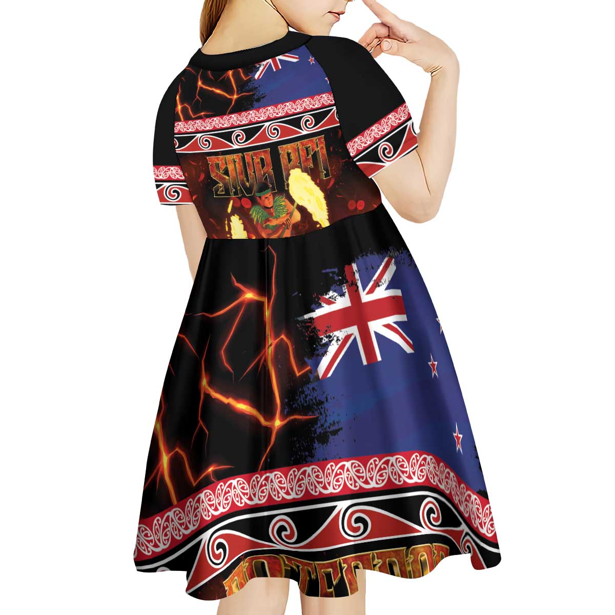 Aotearoa Siva Afi Kid Short Sleeve Dress Tribal Performers of Aotearoa Fire Knife Dancing LT03 - Polynesian Pride