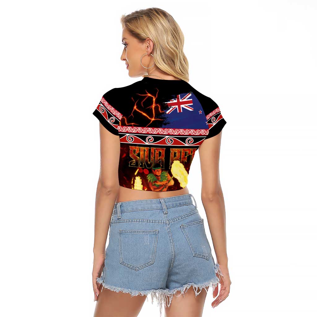 Aotearoa Siva Afi Raglan Cropped T Shirt Tribal Performers of Aotearoa Fire Knife Dancing LT03 - Polynesian Pride