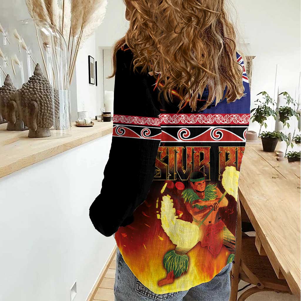 Aotearoa Siva Afi Women Casual Shirt Tribal Performers of Aotearoa Fire Knife Dancing LT03 - Polynesian Pride