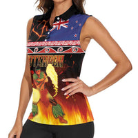 Aotearoa Siva Afi Women Sleeveless Polo Shirt Tribal Performers of Aotearoa Fire Knife Dancing LT03 - Polynesian Pride