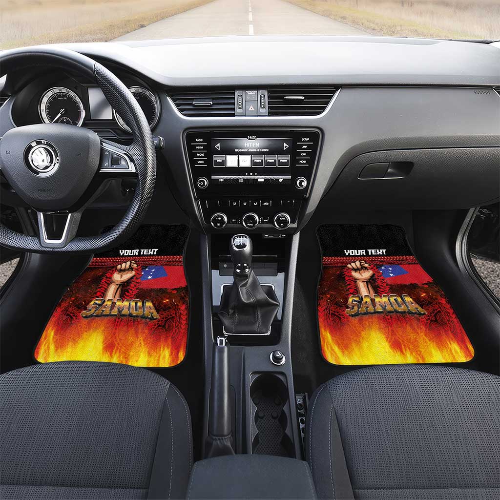 Personalised Samoan Spirit - Samoa Tribal Heritage Car Mats LT03 Set 2pcs - Front Black - Polynesian Pride