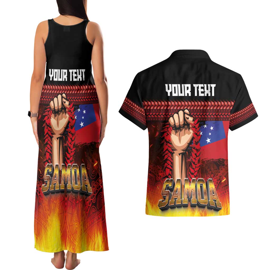 Personalised Samoan Spirit - Samoa Tribal Heritage Couples Matching Tank Maxi Dress and Hawaiian Shirt LT03 - Polynesian Pride