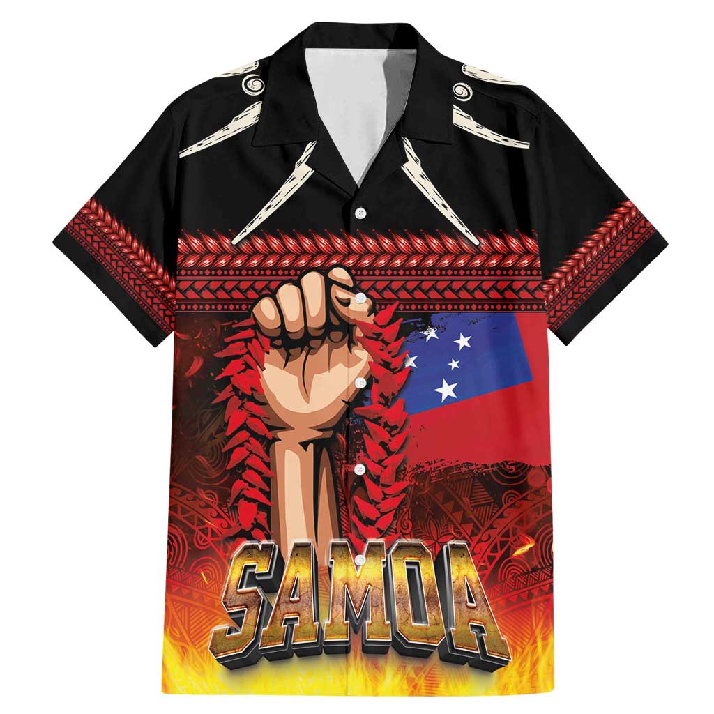 Personalised Samoan Spirit - Samoa Tribal Heritage Family Matching Mermaid Dress and Hawaiian Shirt LT03 Dad's Shirt - Short Sleeve Black - Polynesian Pride