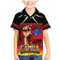 Personalised Samoan Spirit - Samoa Tribal Heritage Family Matching Mermaid Dress and Hawaiian Shirt LT03 Son's Shirt Black - Polynesian Pride