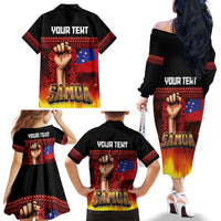 Personalised Samoan Spirit - Samoa Tribal Heritage Family Matching Off The Shoulder Long Sleeve Dress and Hawaiian Shirt LT03 - Polynesian Pride